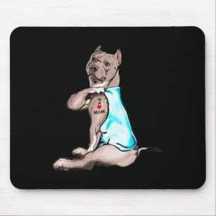 Funny Dog Pitbull I Love Mum Tattoo Dog Lovers Gif Mouse Mat