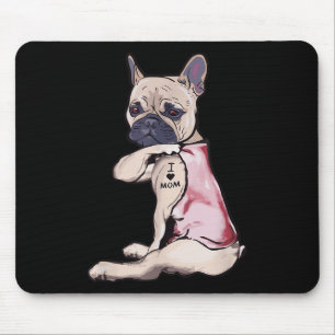 Funny Dog Pitbull I Love Mum Tattoo Gift Mum Women Mouse Mat