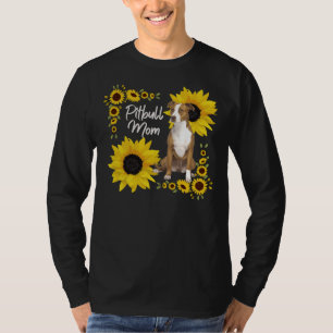 Funny Dog Pitbull Mum Sunflower For Women T-Shirt