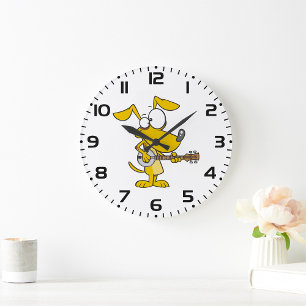 Funny Dog Playing Banjo Music Large Clock