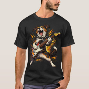 Funny Dog Playing Guitar Rock And Roll For T-Shirt