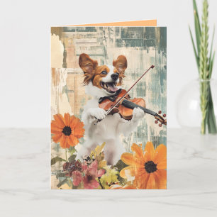 Funny Dog Playing Violin Folded Card