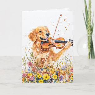 Funny Dog Playing Violin Folded Card