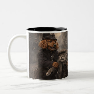 Funny Dog Police Shirt Caught In The Act Pet Lover Two-Tone Coffee Mug
