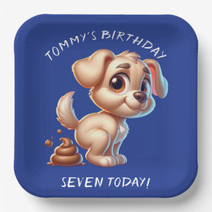 Funny Dog Pooping Personalised Paper Plate