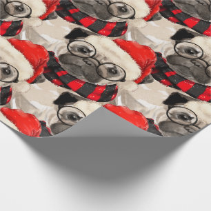 Funny Dog Pug Lover Christmas Holiday Wrapping Paper