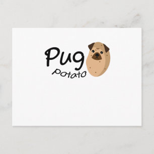 Funny Dog Pug Potato Gift Lover Pets Puppy Postcard