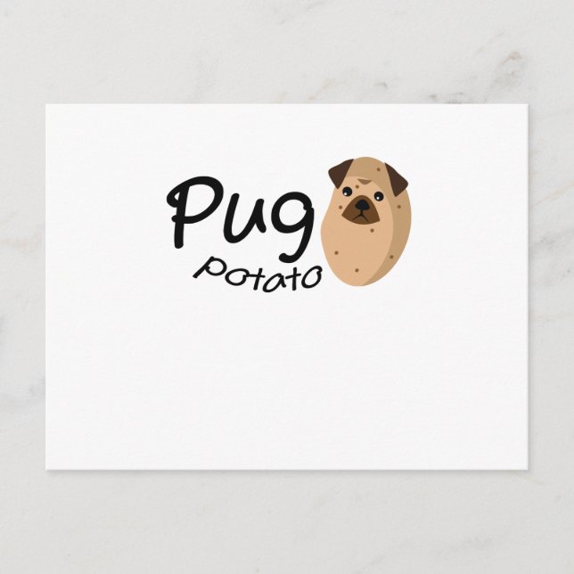 Funny Dog Pug Potato Gift Lover Pets Puppy Postcard (Front)