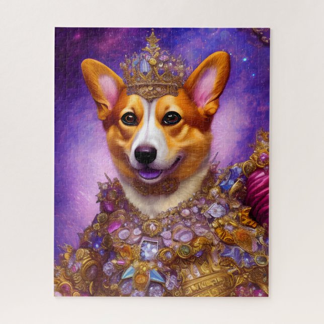 Funny Dog Puzzle | Corgi as Queen Elizabeth II (Vertical)