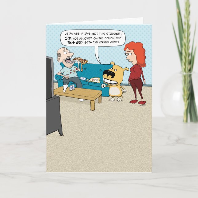 Funny Dog Questions Couch Privelages Birthday Card (Front)