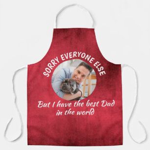 Funny dog Quote Fathers Day Custom Photo Red Apron