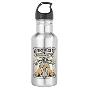 Funny Dog Quote Vintage Engraving Lounging Pups Sh 532 Ml Water Bottle