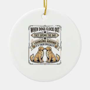 Funny Dog Quote Vintage Engraving Lounging Pups Sh Ceramic Tree Decoration