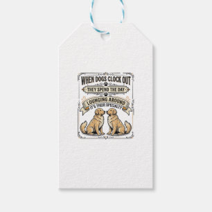 Funny Dog Quote Vintage Engraving Lounging Pups Sh Gift Tags