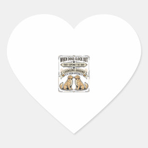 Funny Dog Quote Vintage Engraving Lounging Pups Sh Heart Sticker