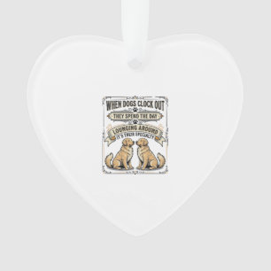 Funny Dog Quote Vintage Engraving Lounging Pups Sh Ornament