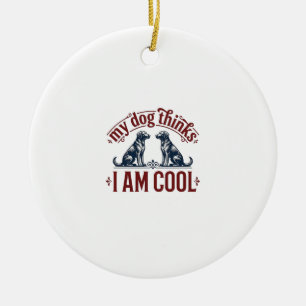 Funny Dog Quote Vintage Engraving T-Shirt Design_1 Ceramic Tree Decoration