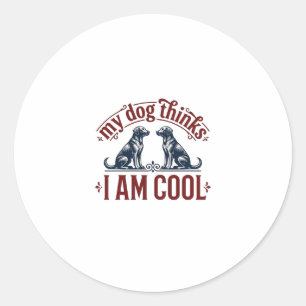 Funny Dog Quote Vintage Engraving T-Shirt Design_1 Classic Round Sticker
