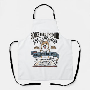 Funny Dog Reader Vintage Engraving Tee for Book Lo Apron