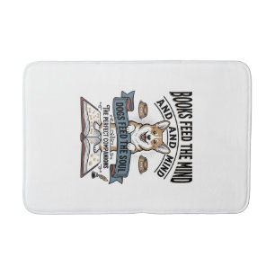 Funny Dog Reader Vintage Engraving Tee for Book Lo Bath Mat