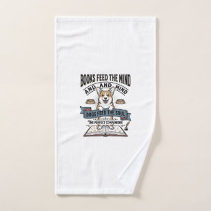Funny Dog Reader Vintage Engraving Tee for Book Lo Hand Towel