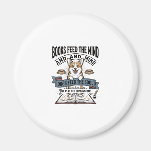 Funny Dog Reader Vintage Engraving Tee for Book Lo Magnet