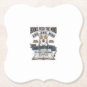 Funny Dog Reader Vintage Engraving Tee for Book Lo Paper Coaster