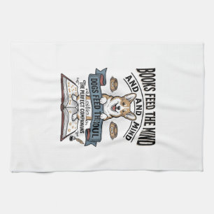 Funny Dog Reader Vintage Engraving Tee for Book Lo Tea Towel