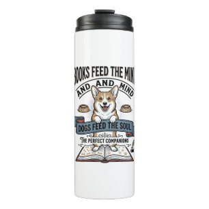 Funny Dog Reader Vintage Engraving Tee for Book Lo Thermal Tumbler