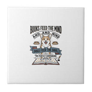Funny Dog Reader Vintage Engraving Tee for Book Lo Tile