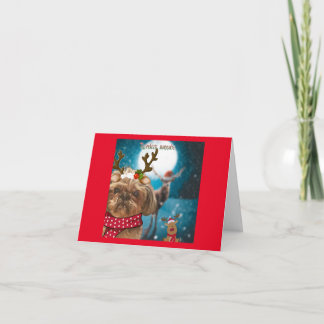 Funny Dog Reindeer Holiday Greeting Card