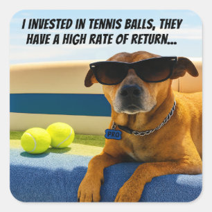 Funny Dog Retirement Boat Tennis Balls Sunglasses  Square Sticker