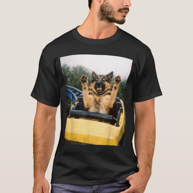 Funny Dog Roller Coaster Meme Silly Graphic German T-Shirt (Front)
