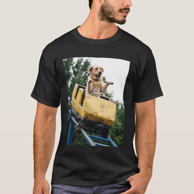 Funny Dog Roller Coaster Meme Silly Graphic Labrad T-Shirt (Front)