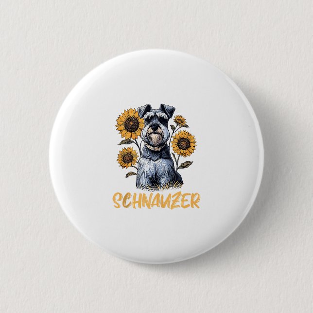 Funny Dog Schnauzer  6 Cm Round Badge (Front)