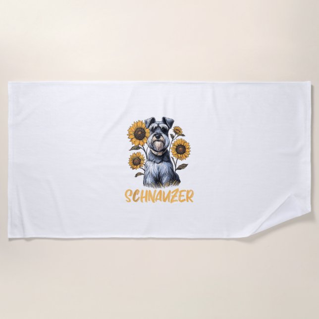 Funny Dog Schnauzer  Beach Towel (Front)