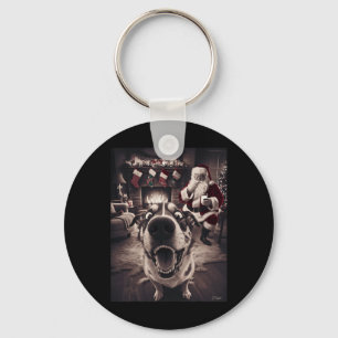 Funny Dog Selfie With Santa Xmas Christmas Key Ring