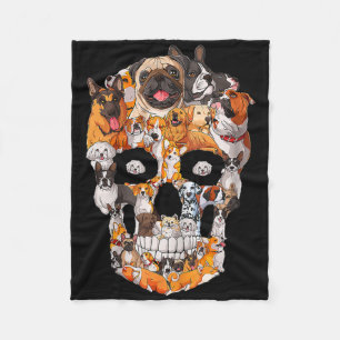 Funny Dog Skull Dogs Paw Lover Halloween Dog Skele Fleece Blanket