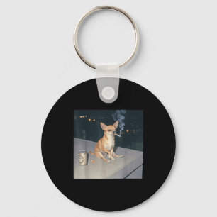 Funny dog smoking chihuahua meme cigarette beer  key ring