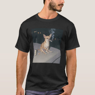Funny Dog Smoking Chihuahua Meme Cigarette Beer Lo T-Shirt