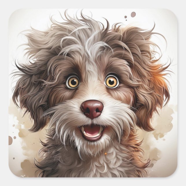 funny dog square sticker (Front)