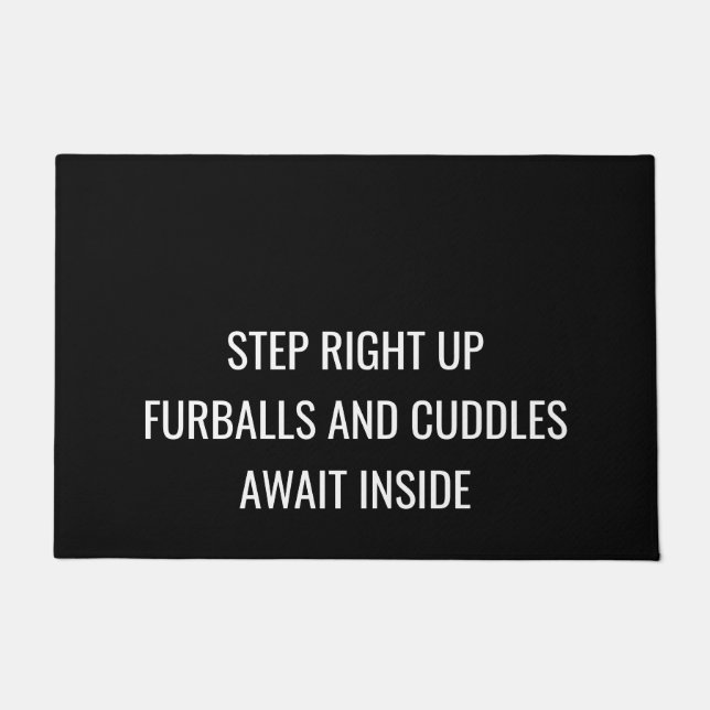 Funny Dog | Step right up! Furballs and cuddles Doormat (Front)