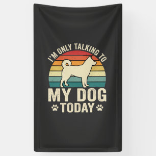 Funny Dog Talking Retro Sunset Banner