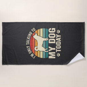 Funny Dog Talking Retro Sunset Beach Towel