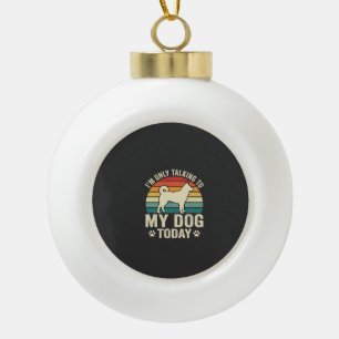 Funny Dog Talking Retro Sunset Ceramic Ball Christmas Ornament