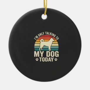 Funny Dog Talking Retro Sunset Ceramic Tree Decoration