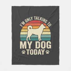 Funny Dog Talking Retro Sunset Fleece Blanket