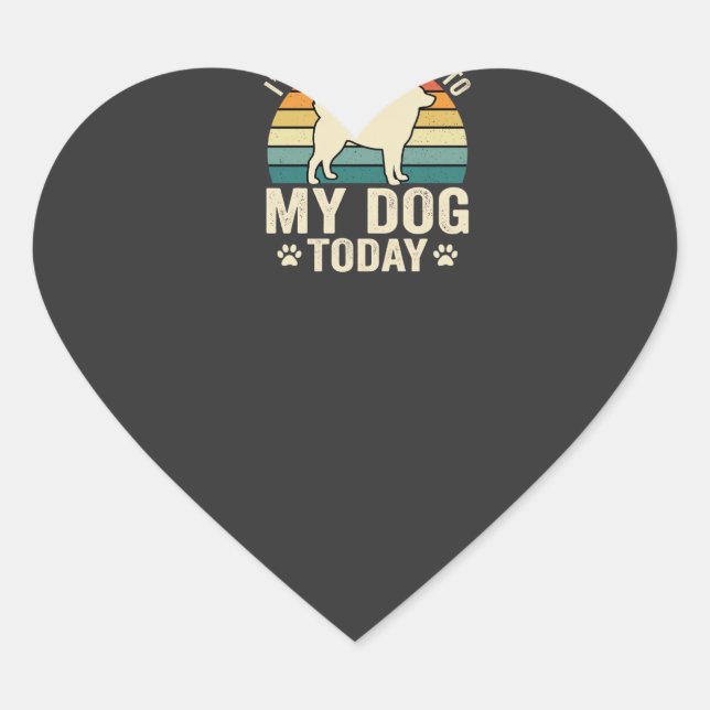 Funny Dog Talking Retro Sunset Heart Sticker (Front)