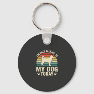 Funny Dog Talking Retro Sunset Key Ring