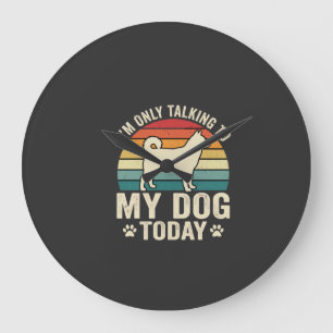Funny Dog Talking Retro Sunset Large Clock